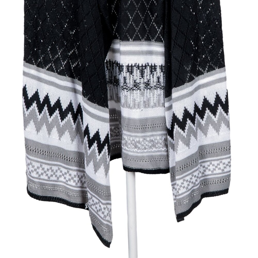 No Boundaries Cardigan Sweater L 11 13 Juniors Sleeveless Gray Black White Knit - Picture 4 of 6